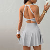 Sporty Women's Square Neck Sports Dress, Cute And Casual, Hidden Shorts, Tennis Dress