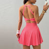 Sporty Women's Square Neck Sports Dress, Cute And Casual, Hidden Shorts, Tennis Dress