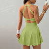Sporty Women's Square Neck Sports Dress, Cute And Casual, Hidden Shorts, Tennis Dress