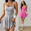 Sporty Women's Square Neck Sports Dress, Cute And Casual, Hidden Shorts, Tennis Dress